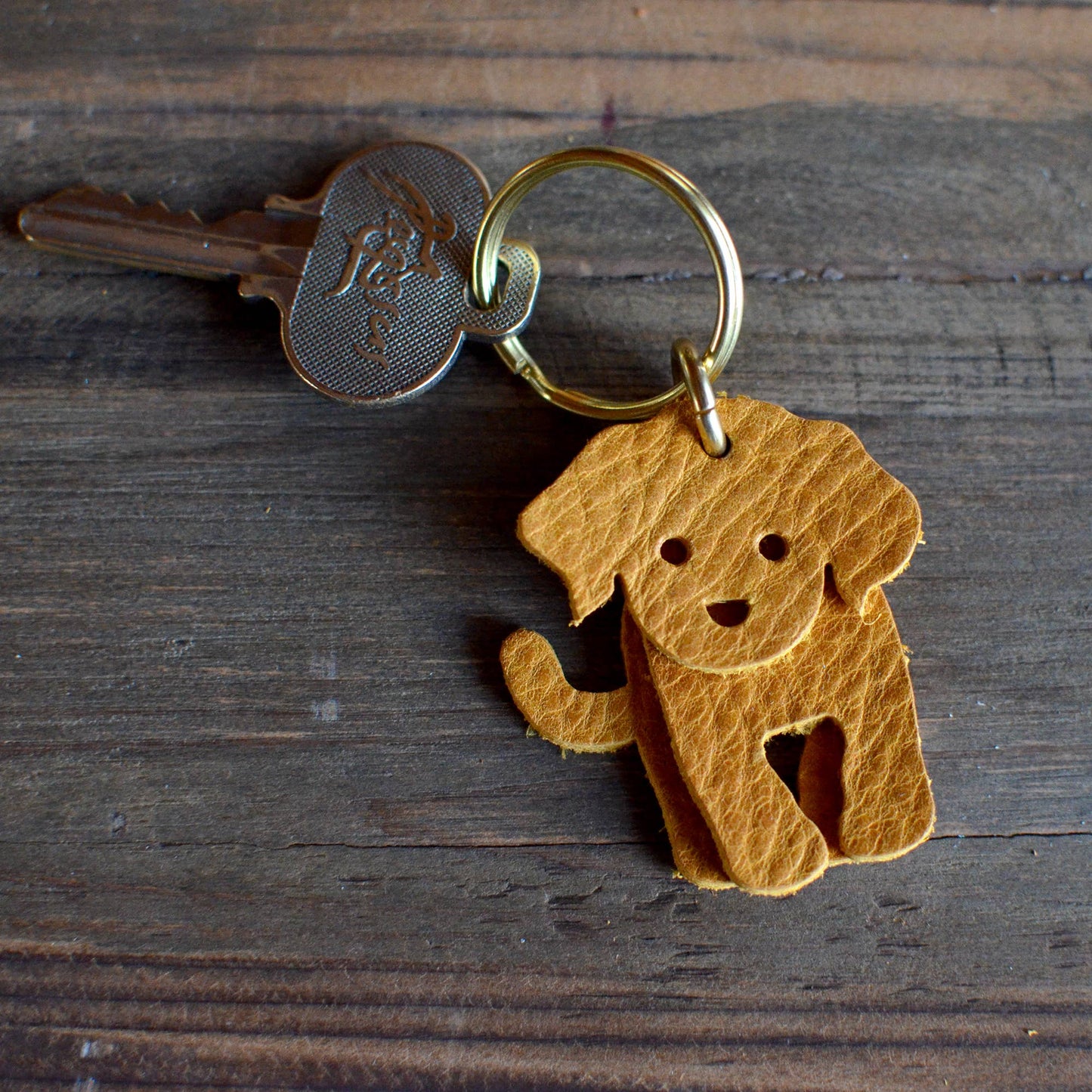 Doodle Dog Leather Key Ring