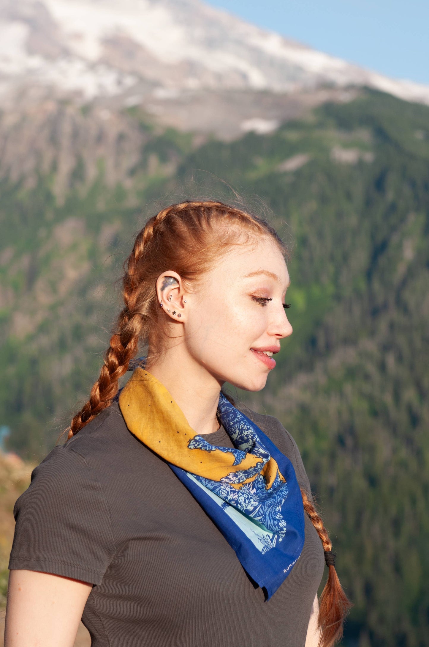 Alpine Lupine Fair Trade Cotton Bandana Blue and Yellow