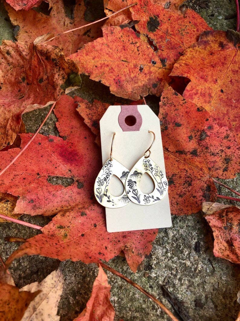 Stamped wildflower earrings