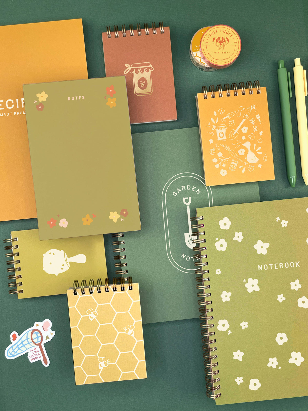 Green Mushroom Mini Jotter Notebook