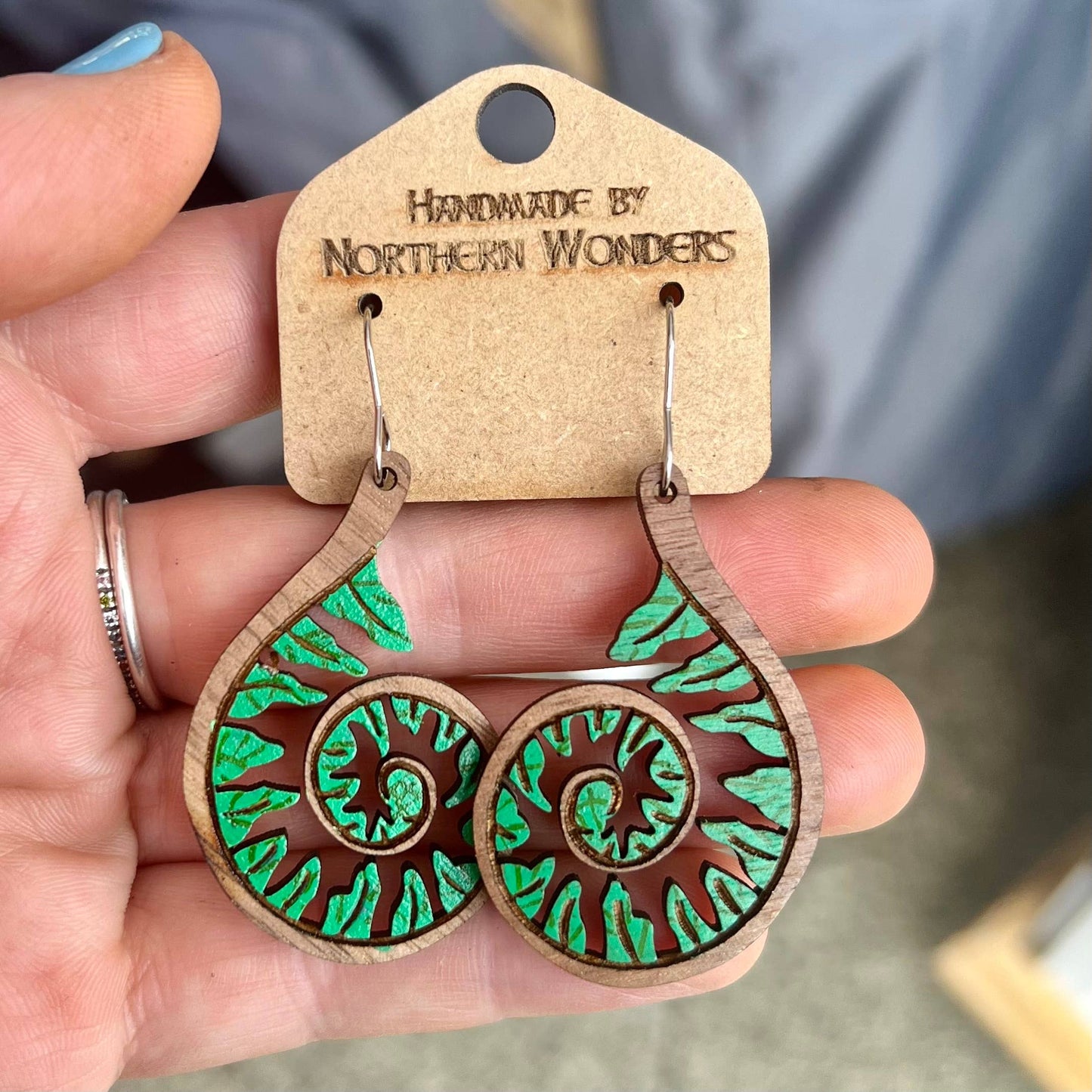 Baby Fern Wood Earring