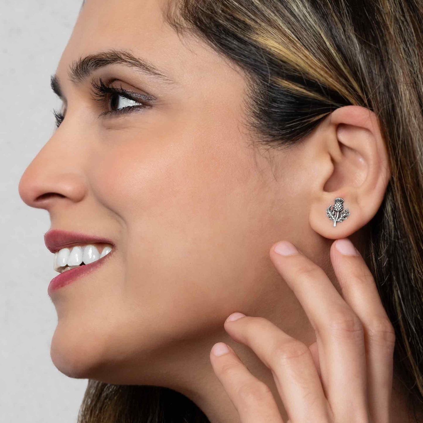 Silver or Bronze Dimensional Thistle Post Earrings