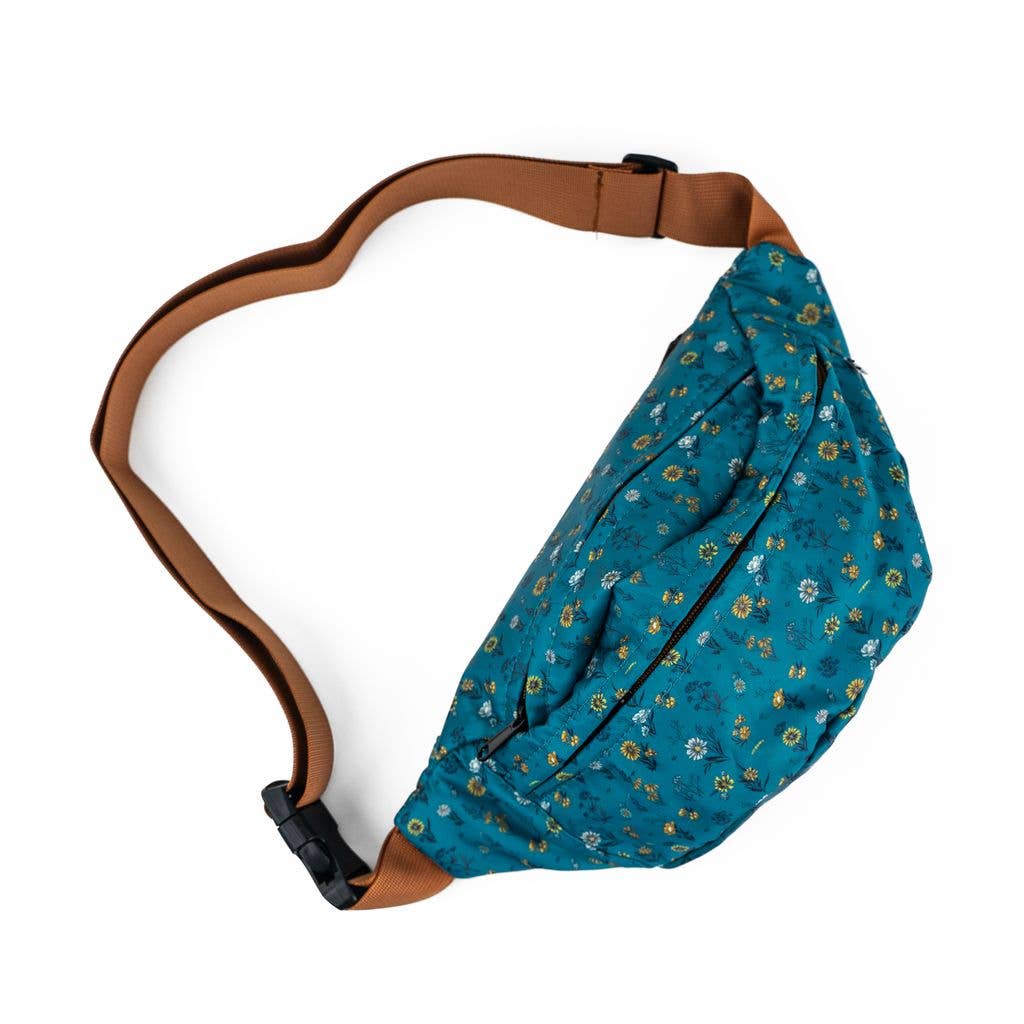 Spring Floral Teal Belt Bag