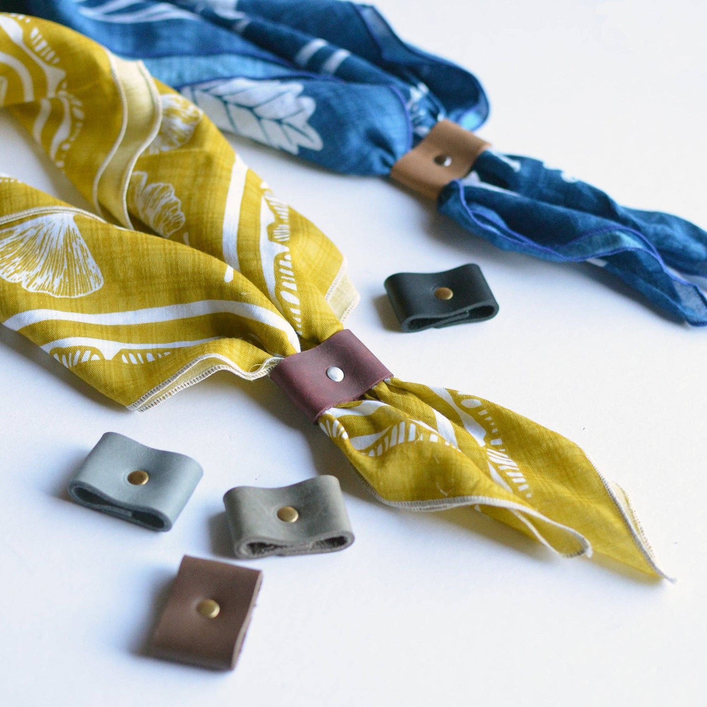 Leather Bandana Slide - Brass or Silver Rivet