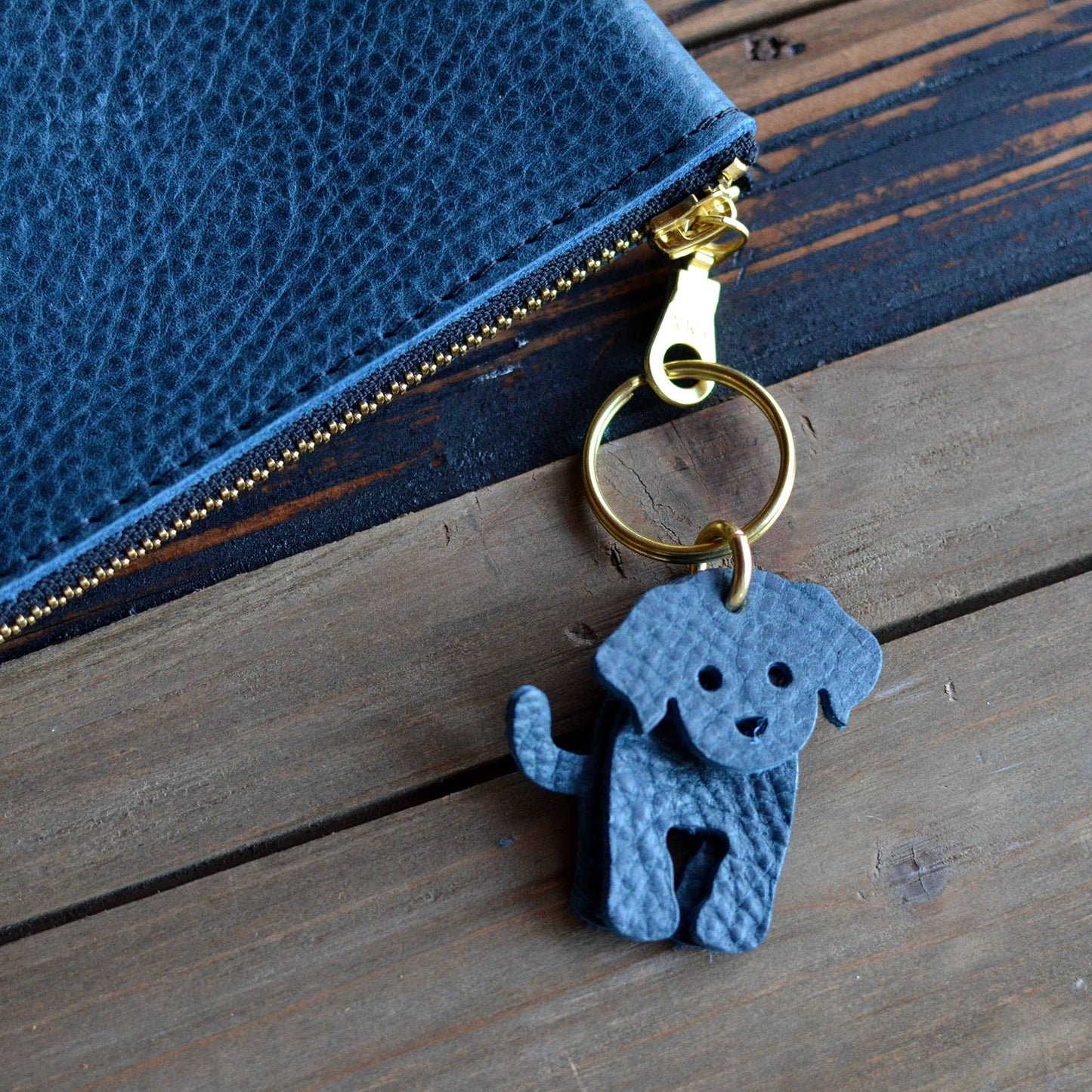 Doodle Dog Leather Key Ring