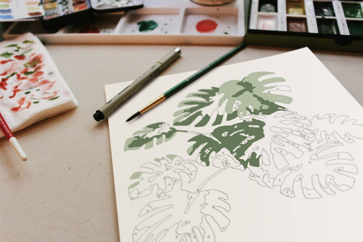 Tropical Plants Paint-By-Numbers Kit