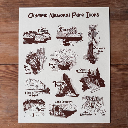 Olympic National Park Icons Print