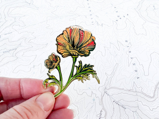 California Poppy Wildflower Enamel Pin