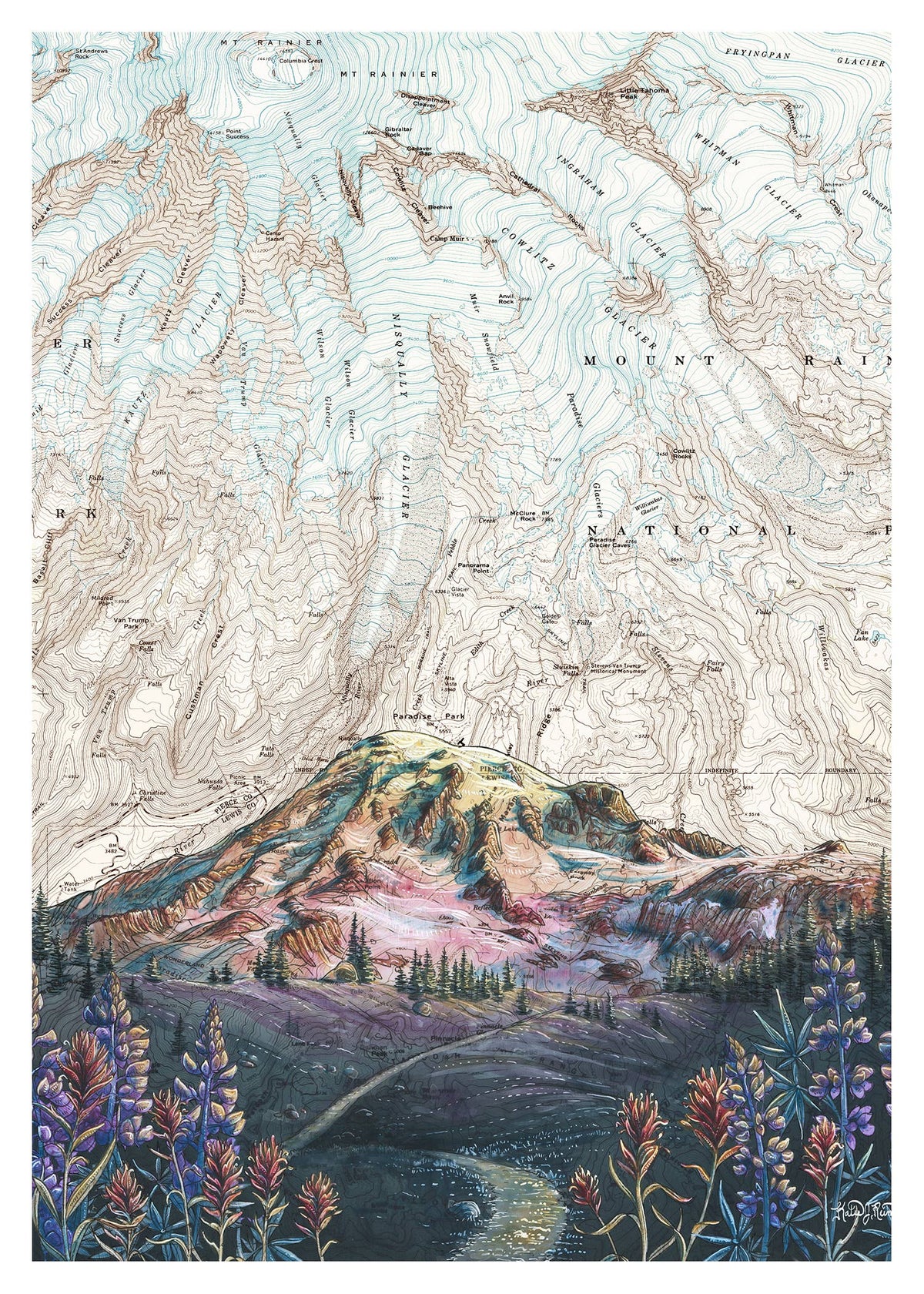 Mount Rainier Skyline Trail Fine Art Matted Print