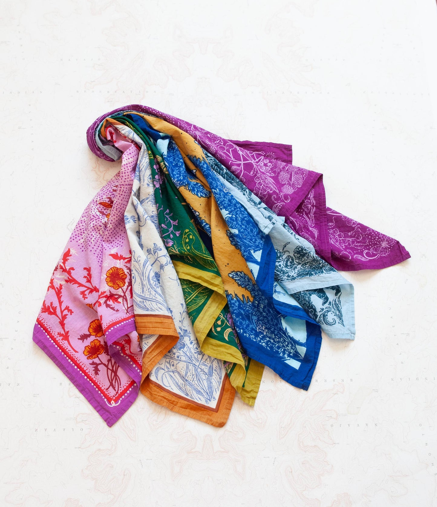 Alpine Lupine Fair Trade Cotton Bandana Blue and Yellow