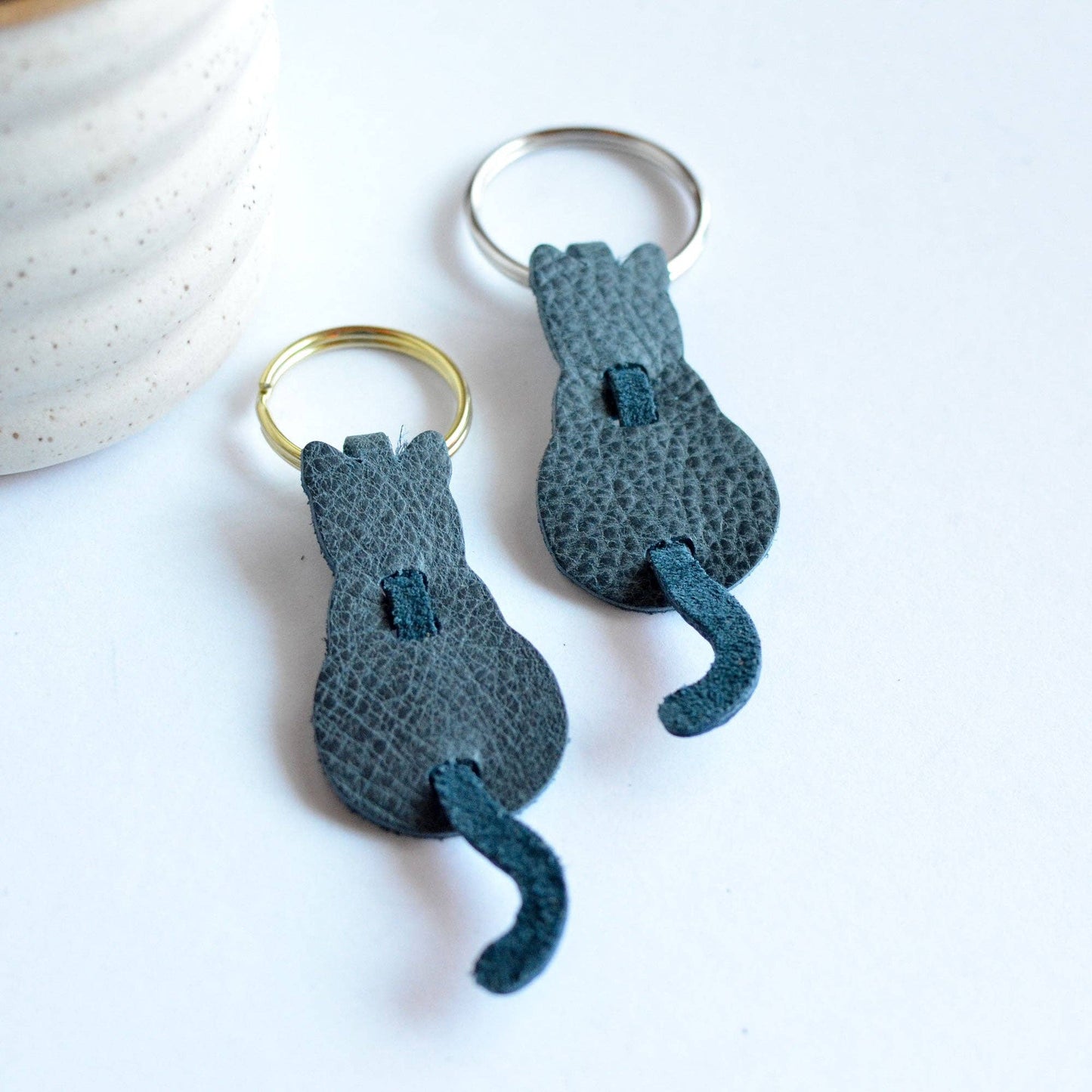 Cat Leather Keychain or Bag Charm