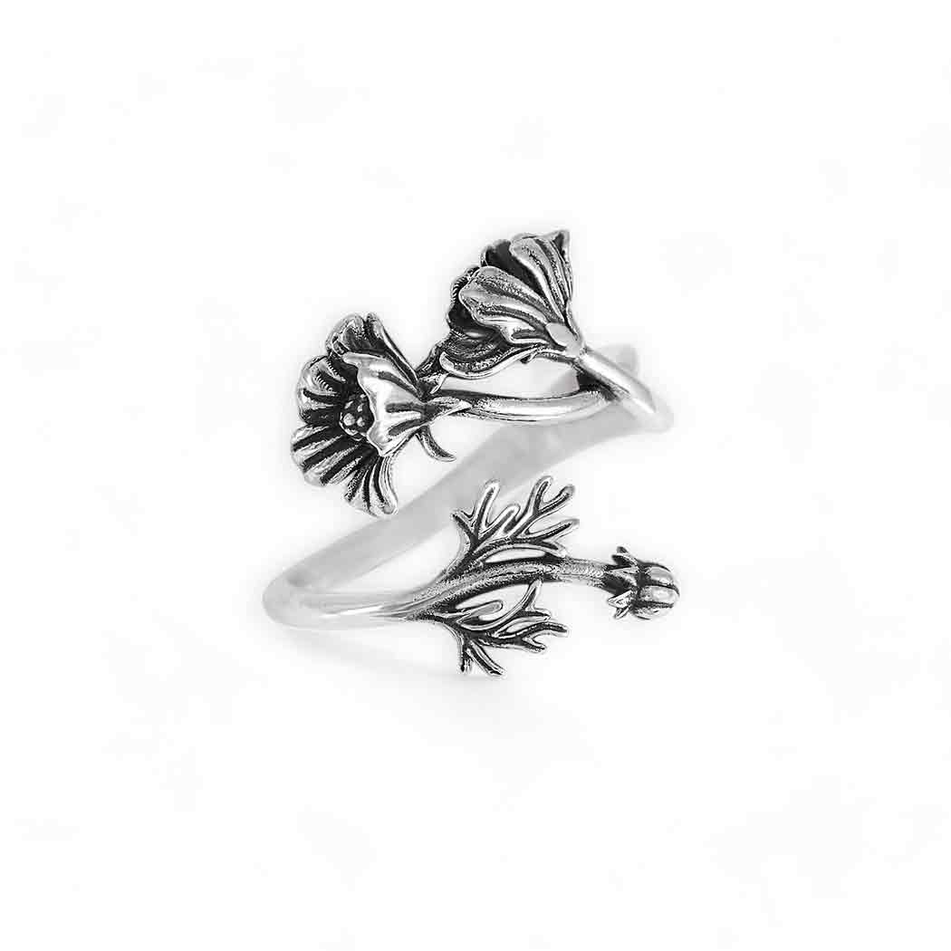 Sterling Silver Adjustable Birth Flower Rings
