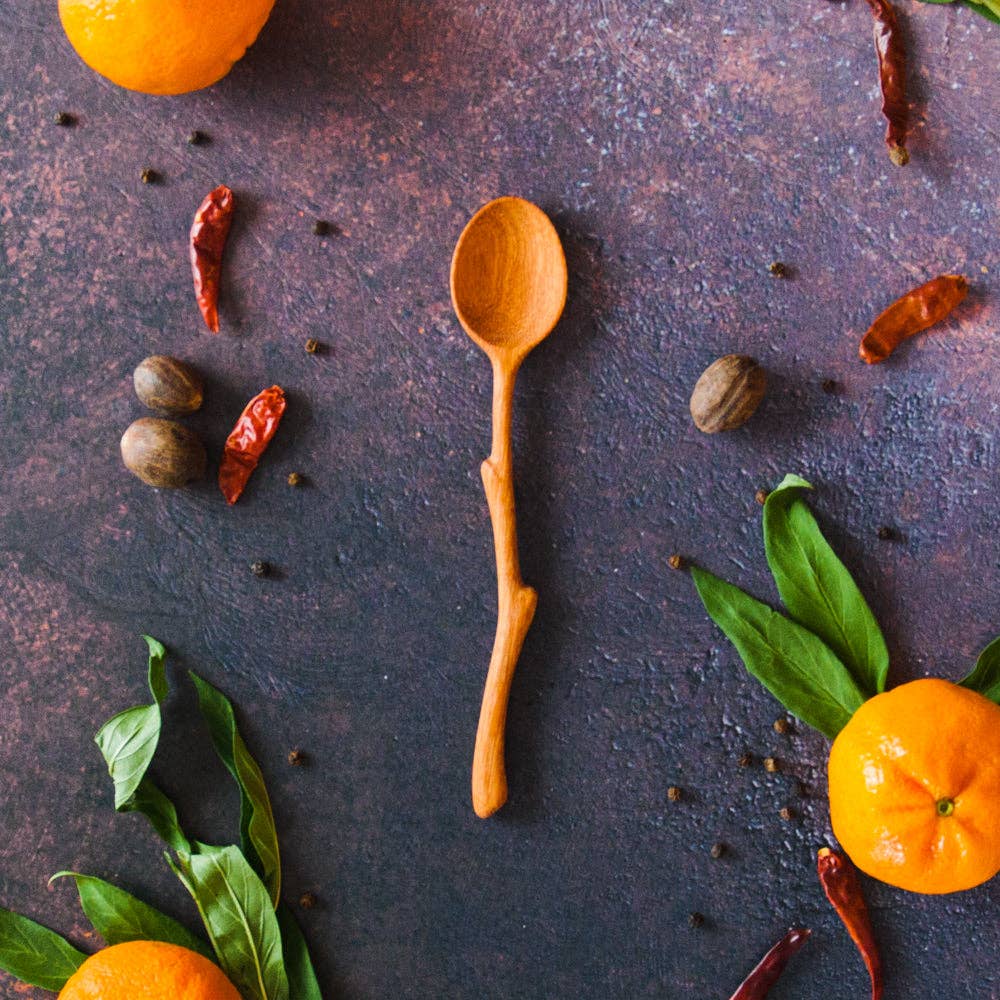 Carved Wooden Twig Spoon