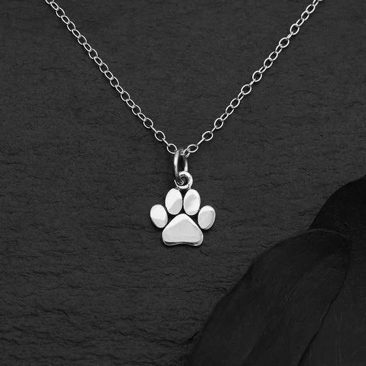 Sterling Silver Paw Print Necklace