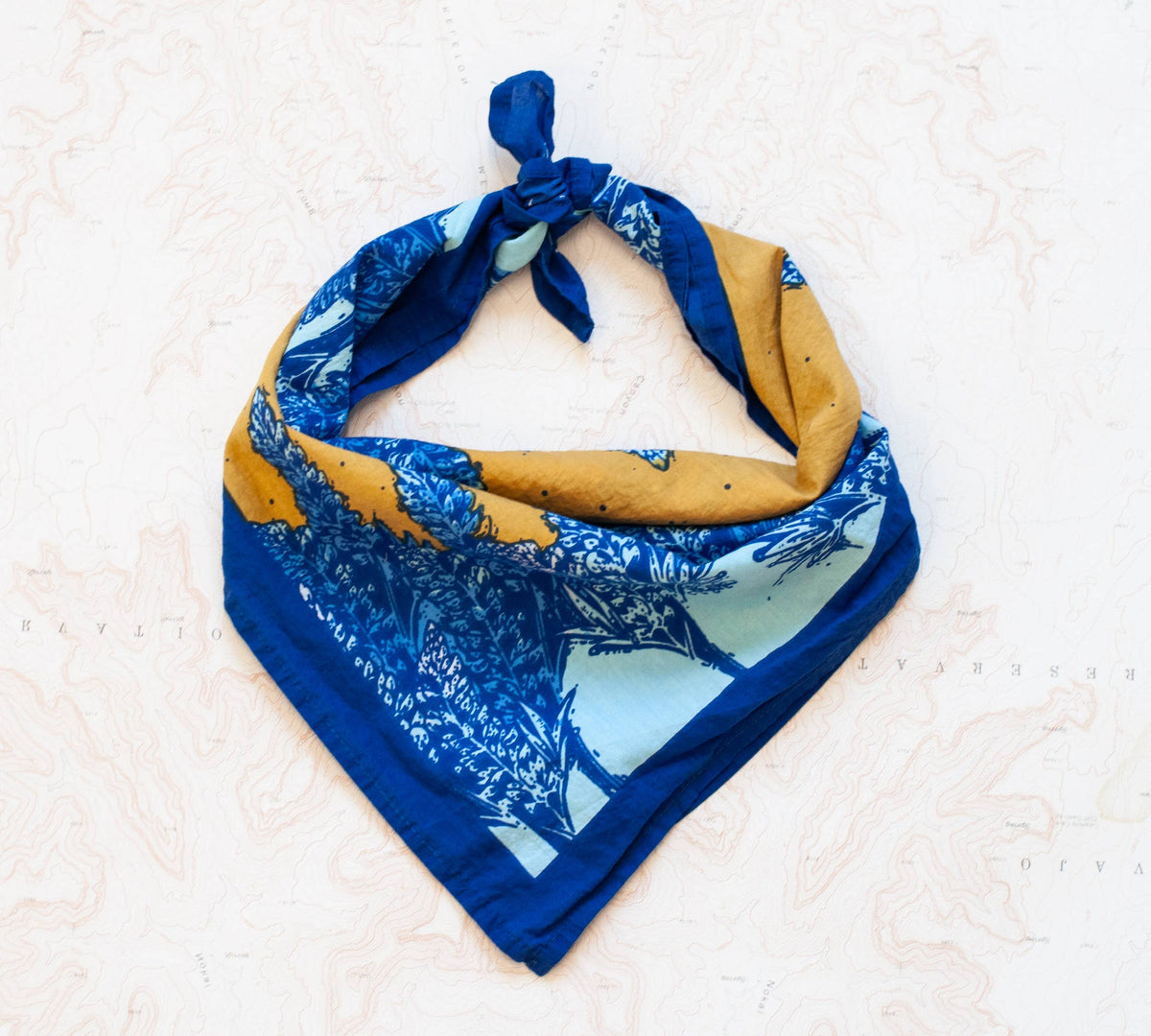 Alpine Lupine Fair Trade Cotton Bandana Blue and Yellow