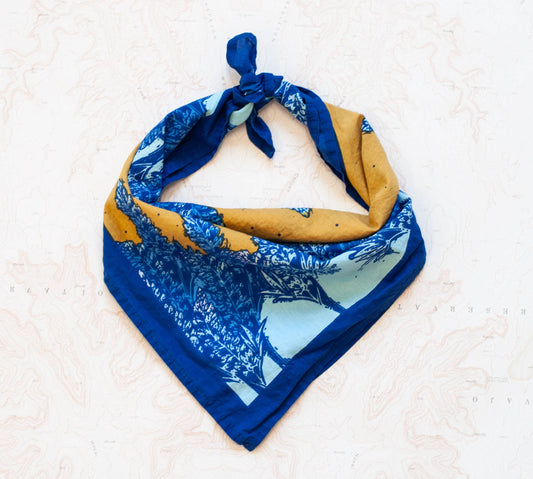 Alpine Lupine Fair Trade Cotton Bandana Blue and Yellow