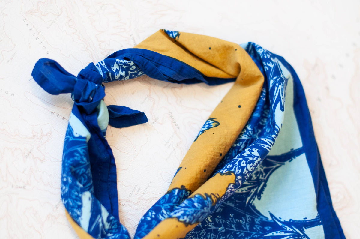Alpine Lupine Fair Trade Cotton Bandana Blue and Yellow