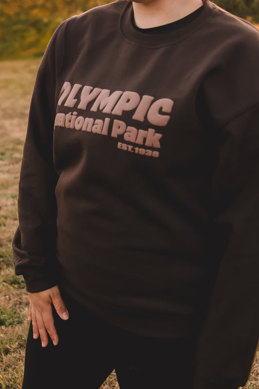 Olympic National Park Crewneck Sweatshirt Brown