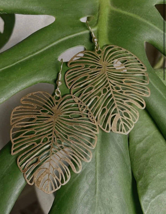 Large Monstera Earrings