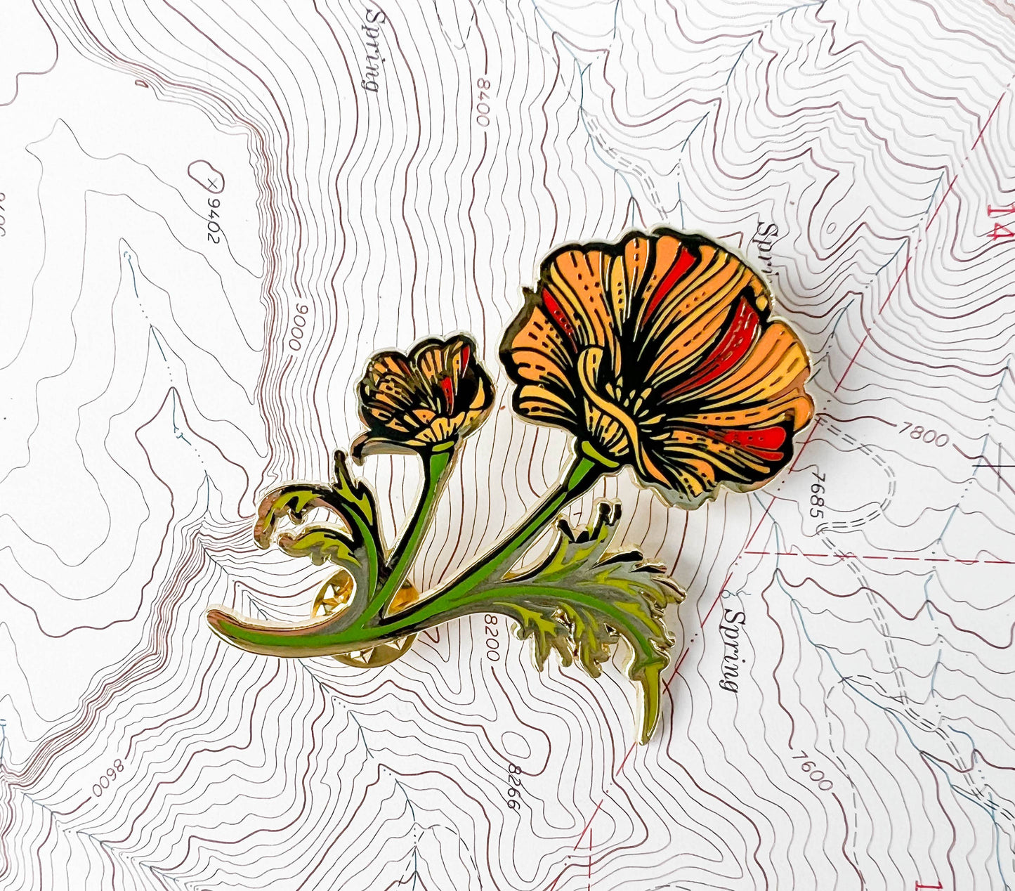 California Poppy Wildflower Enamel Pin