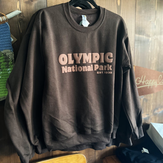 Olympic National Park Crewneck Sweatshirt Brown