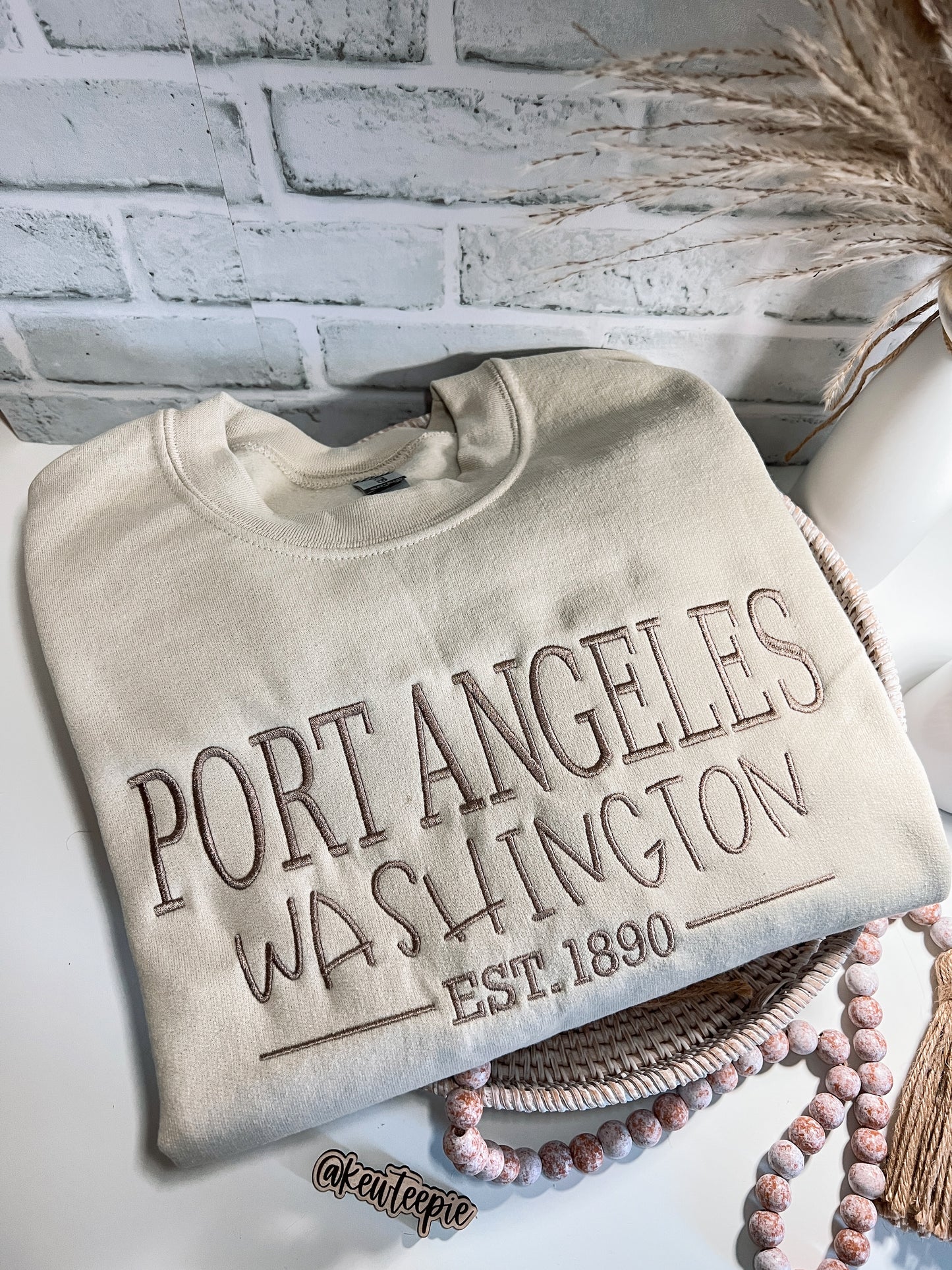 Embroidered Port Angeles Crewneck