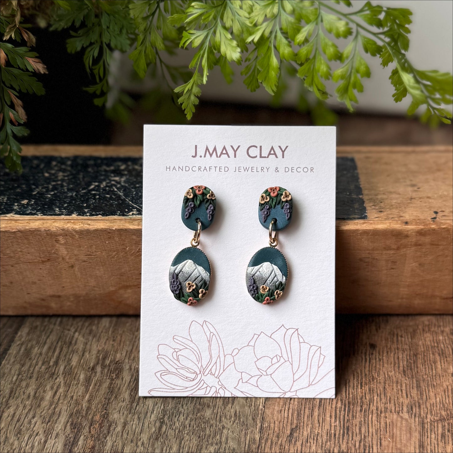 Delicate Mountain Landscape Floral Earrings