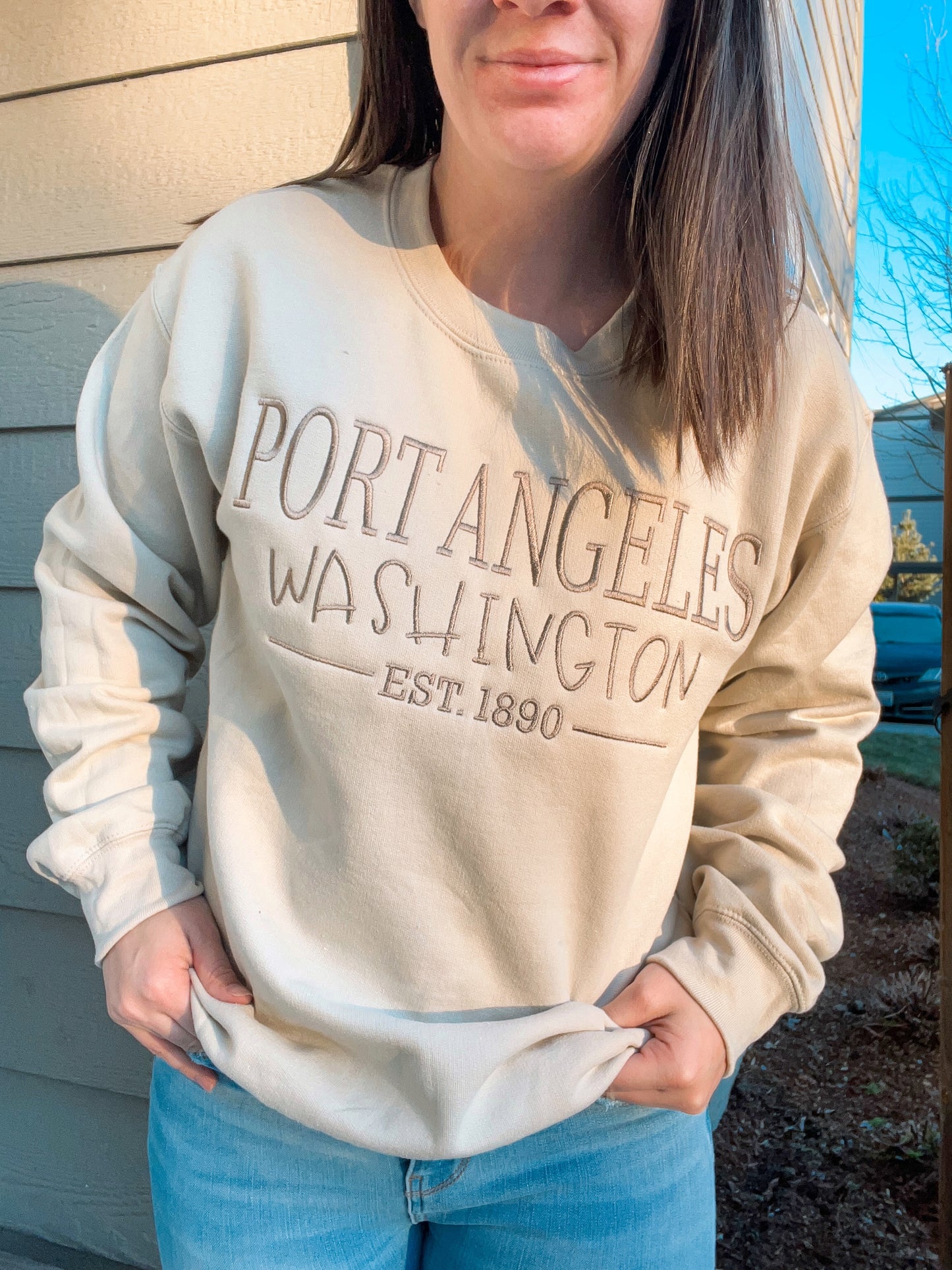 Embroidered Port Angeles Crewneck