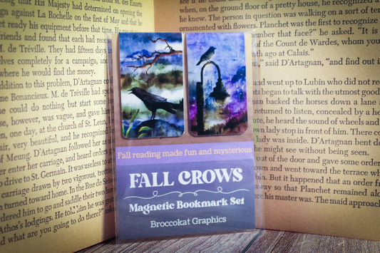 Fall Crows Magnetic Bookmark Set