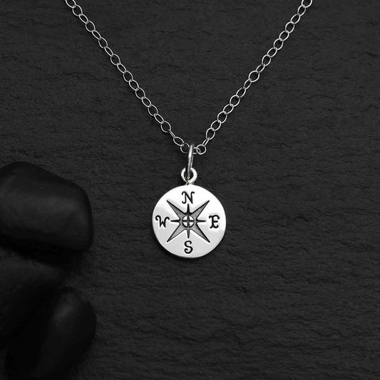 Sterling Silver Compass Necklace