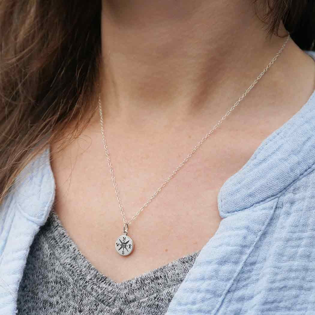Sterling Silver Compass Necklace
