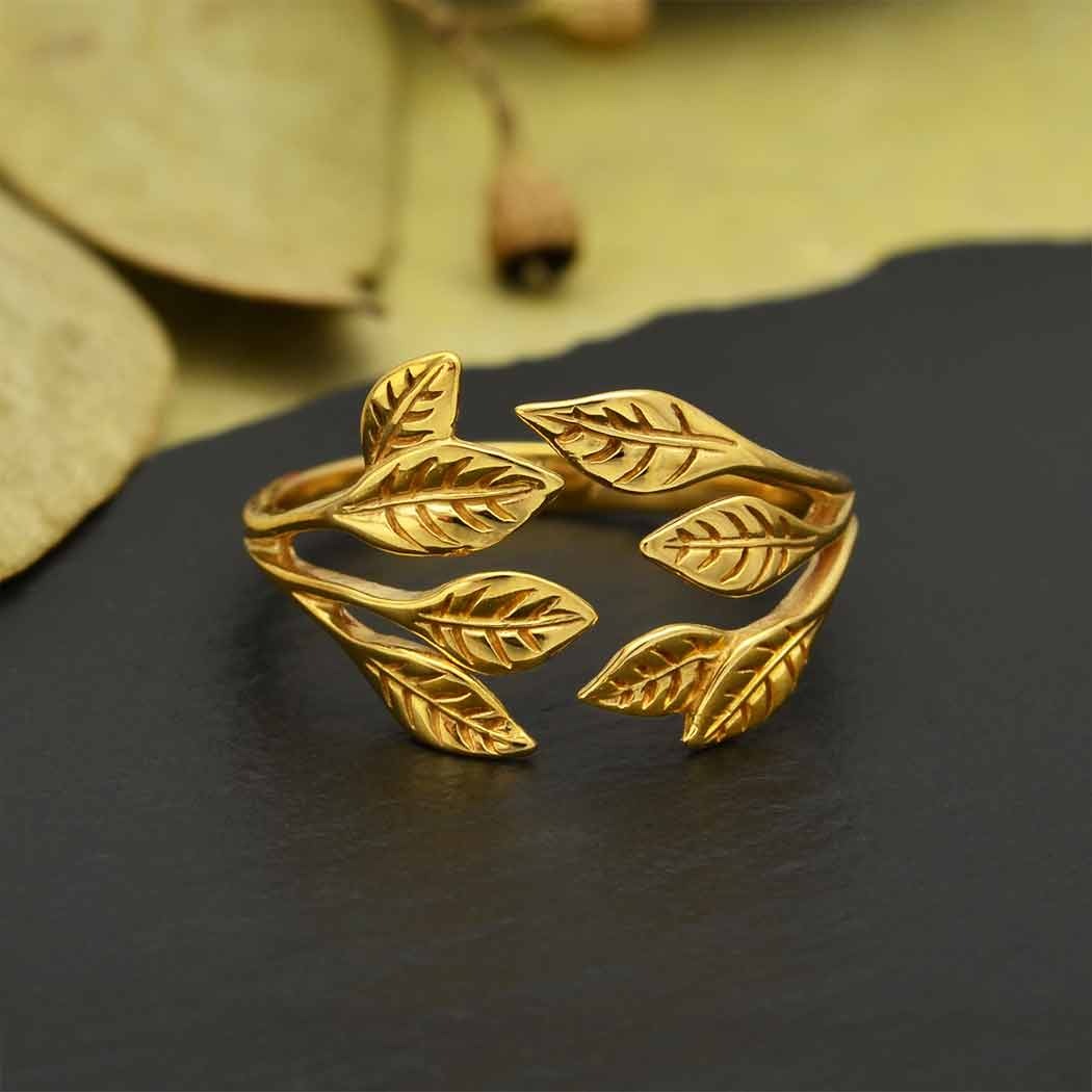 Leaf Cluster Adjustable Ring - Bronze or Silver