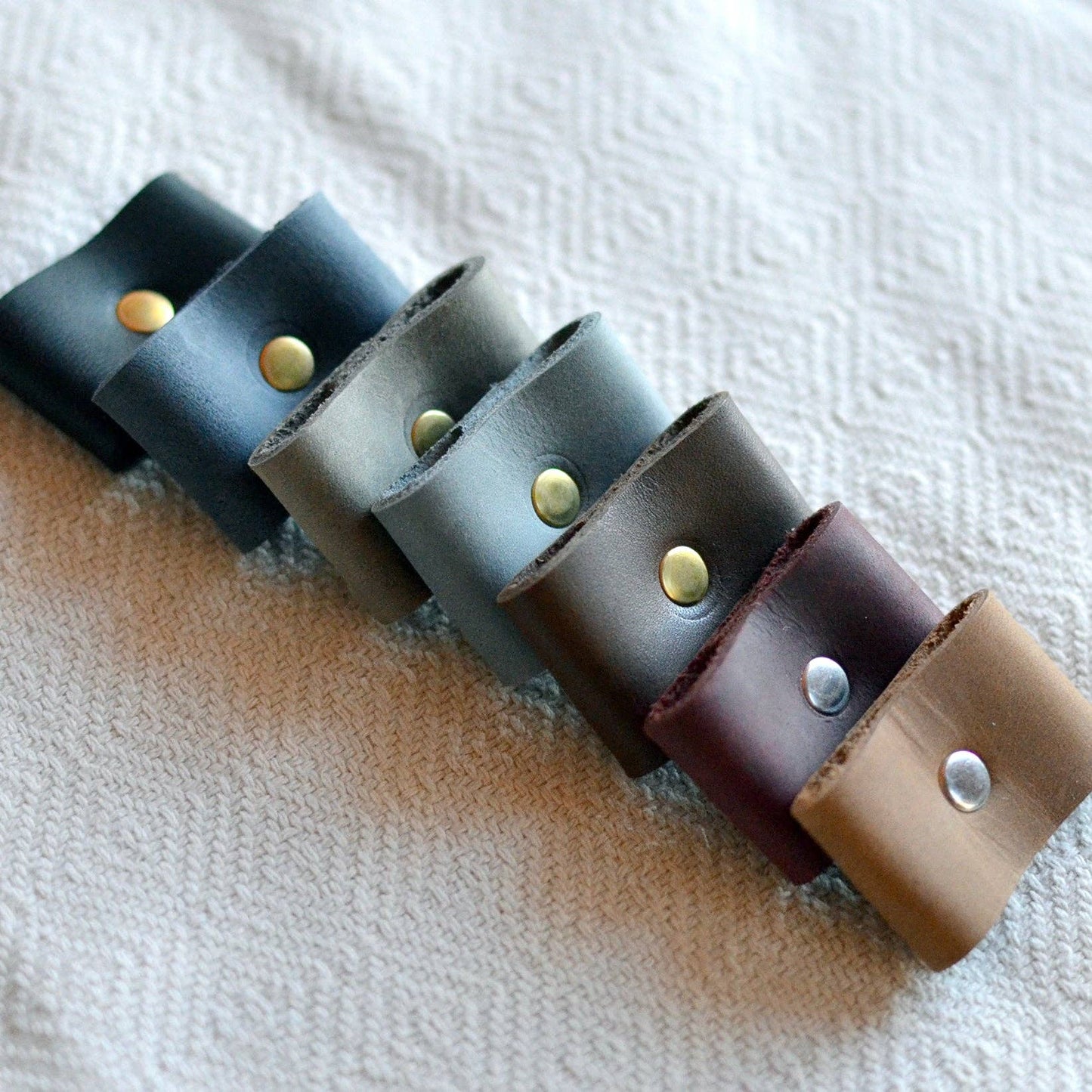 Leather Bandana Slide - Brass or Silver Rivet
