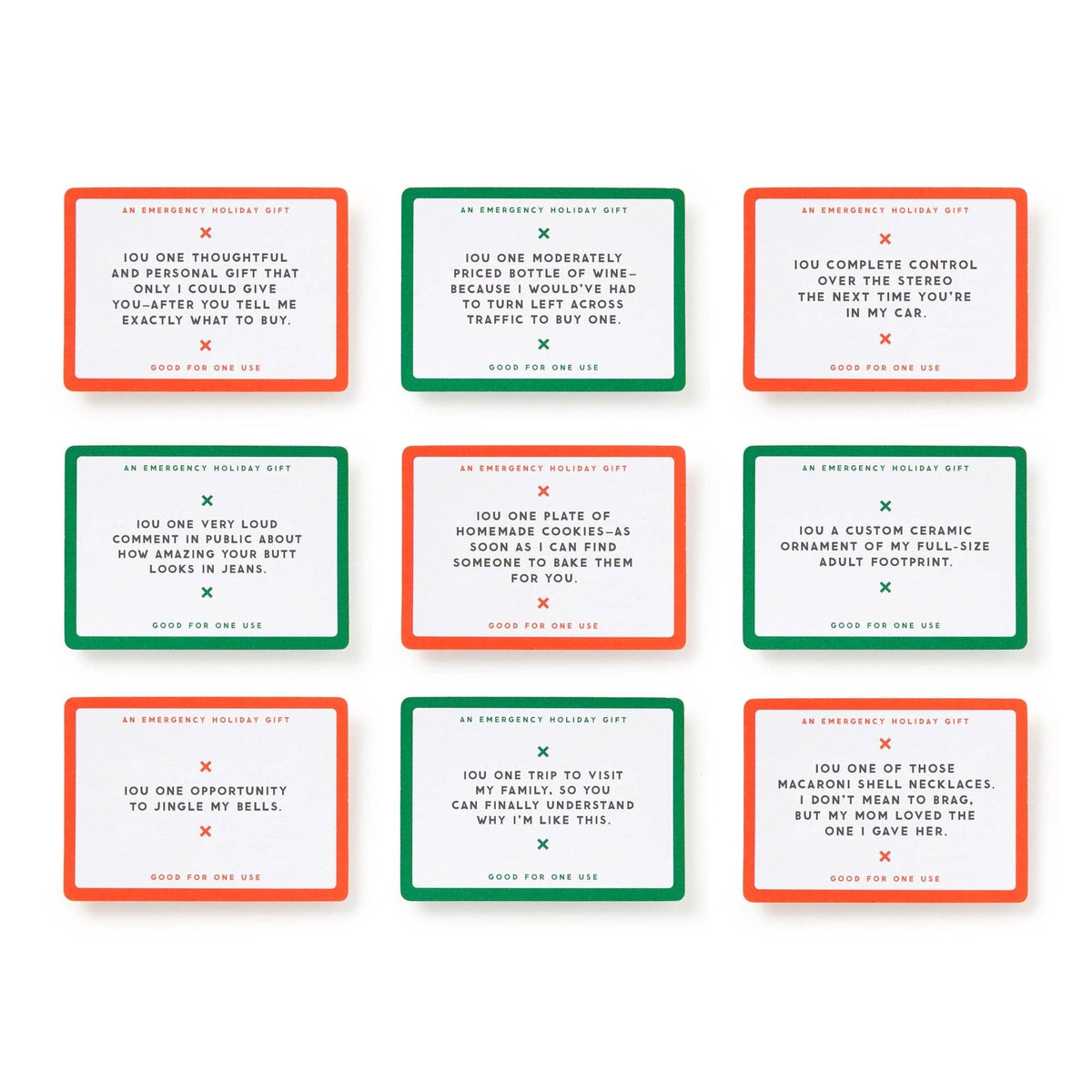 Brass Monkey Emergency Holiday IOUs Card Set