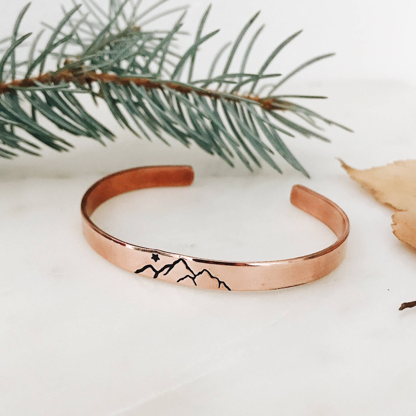 Simple True North Metal Cuff Bracelet