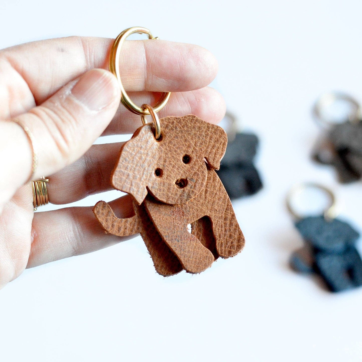 Doodle Dog Leather Key Ring