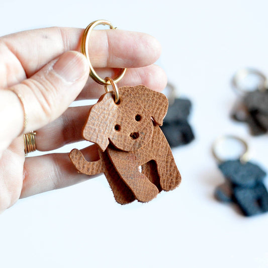 Doodle Dog Leather Key Ring