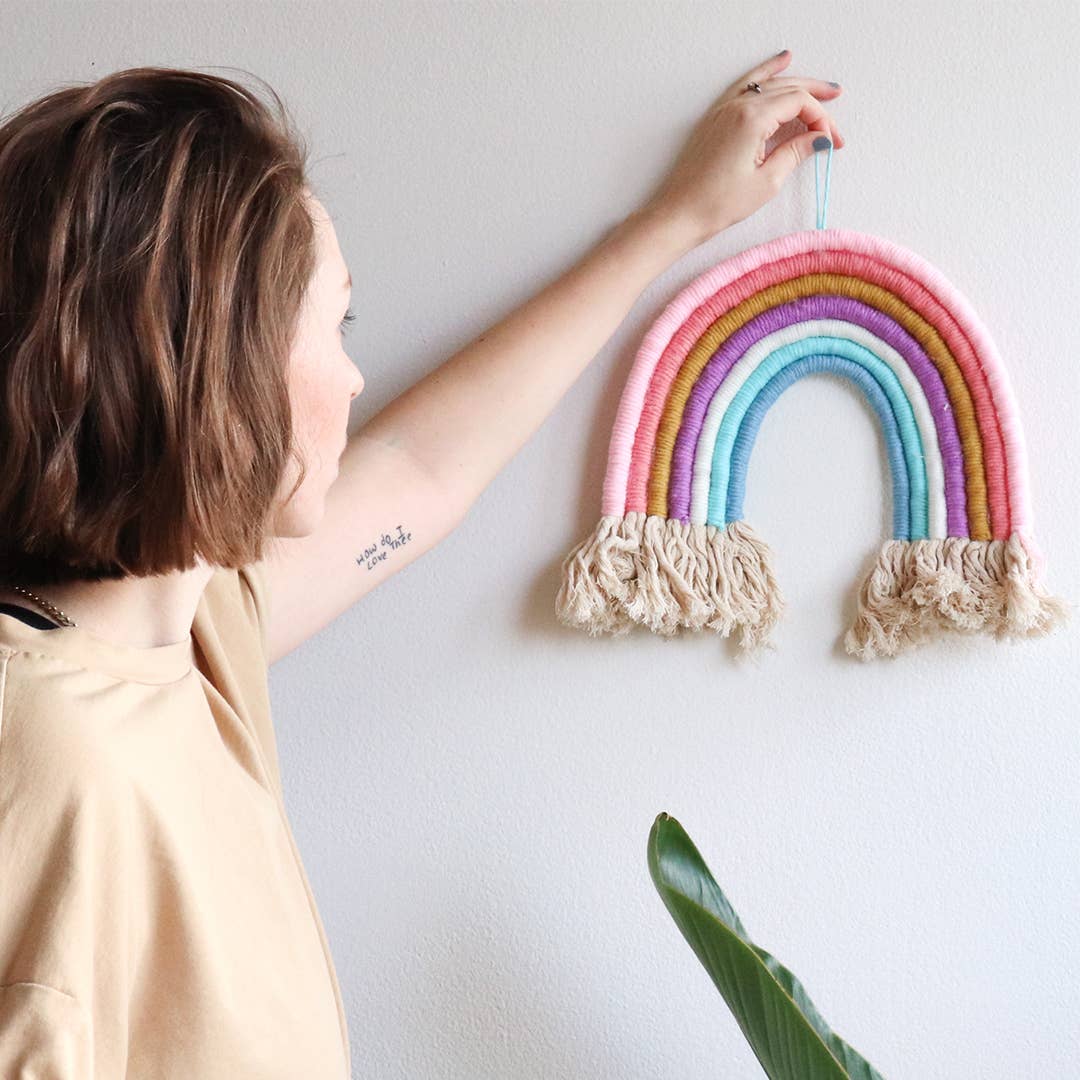 DIY Rainbow Yarn Bedroom Decor