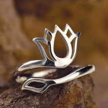 Load image into Gallery viewer, Adjustable Lotus Ring - Silver or Bronze
