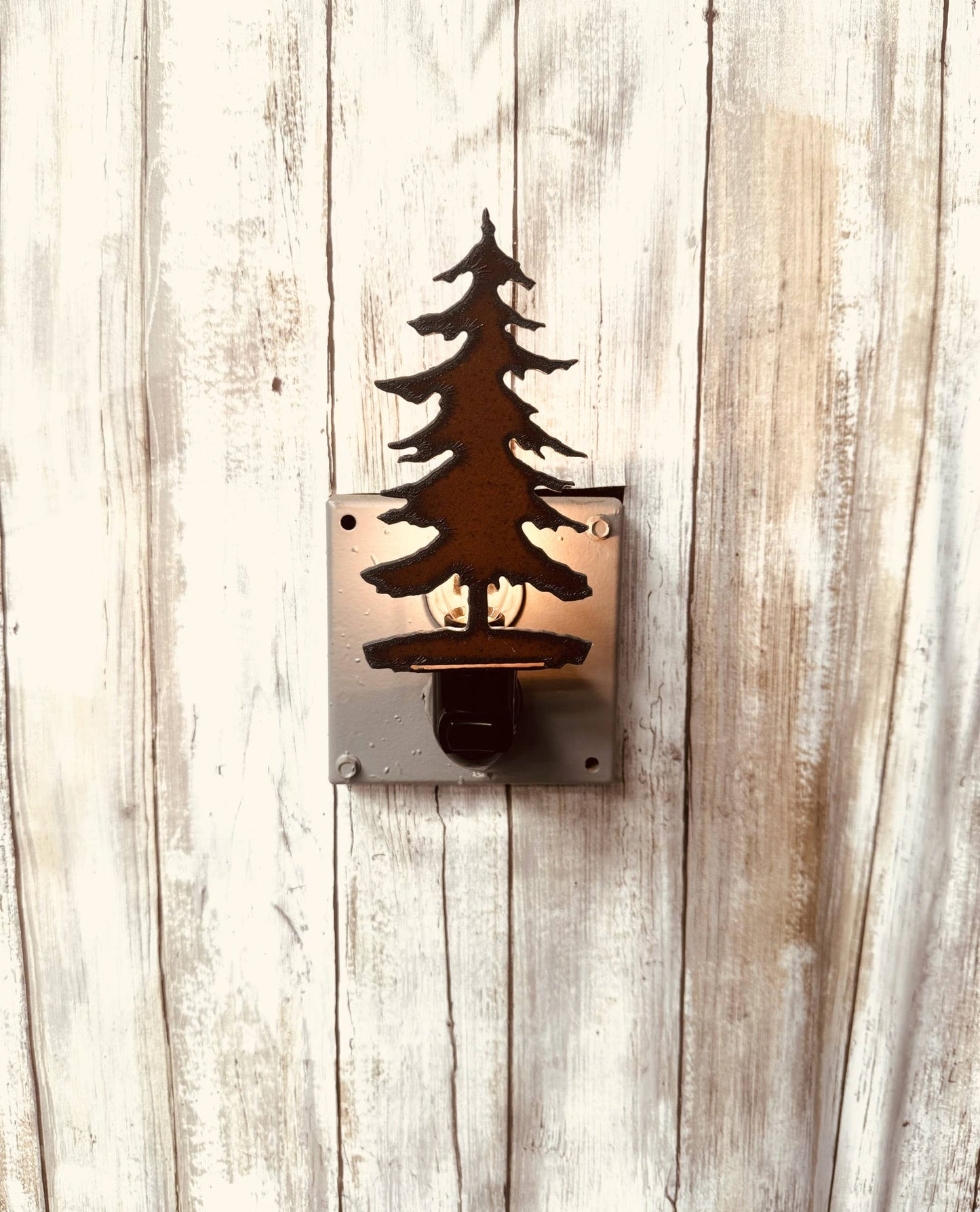 Emporium Pine Tree Rustic Metal Lodge Night Light Image