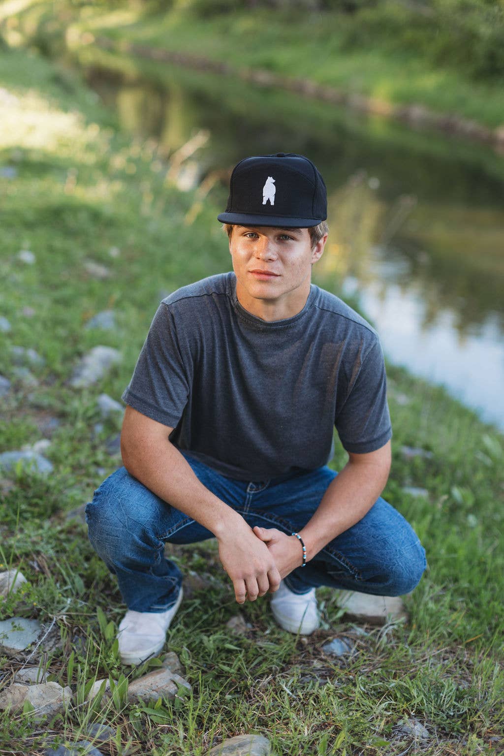 Hey Bear! Poly Camp Hat- Black