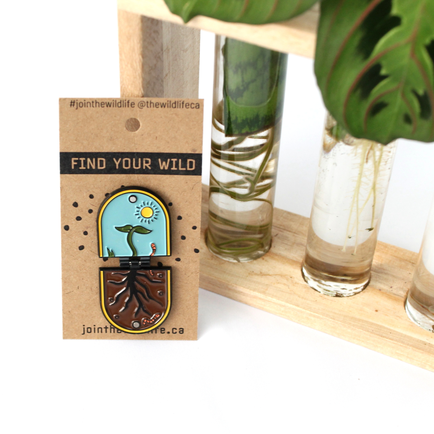 Find New Roots Enamel Plant Pin