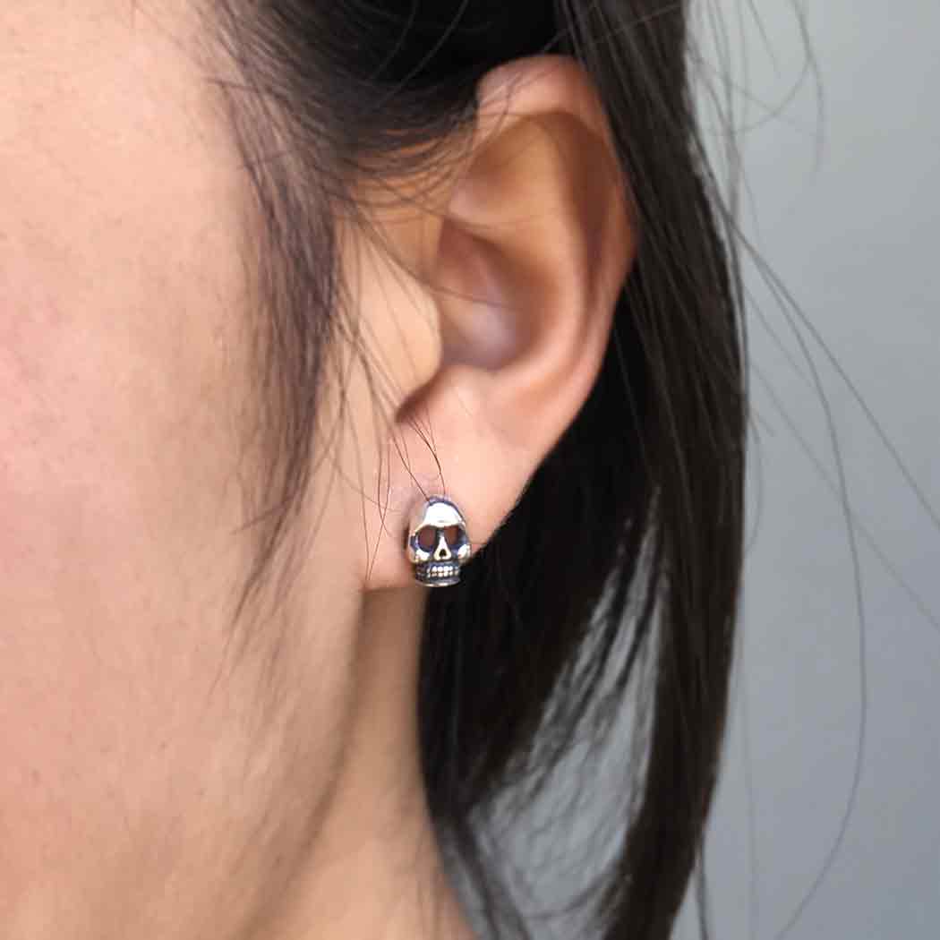 Sterling Silver Skull Post Earring