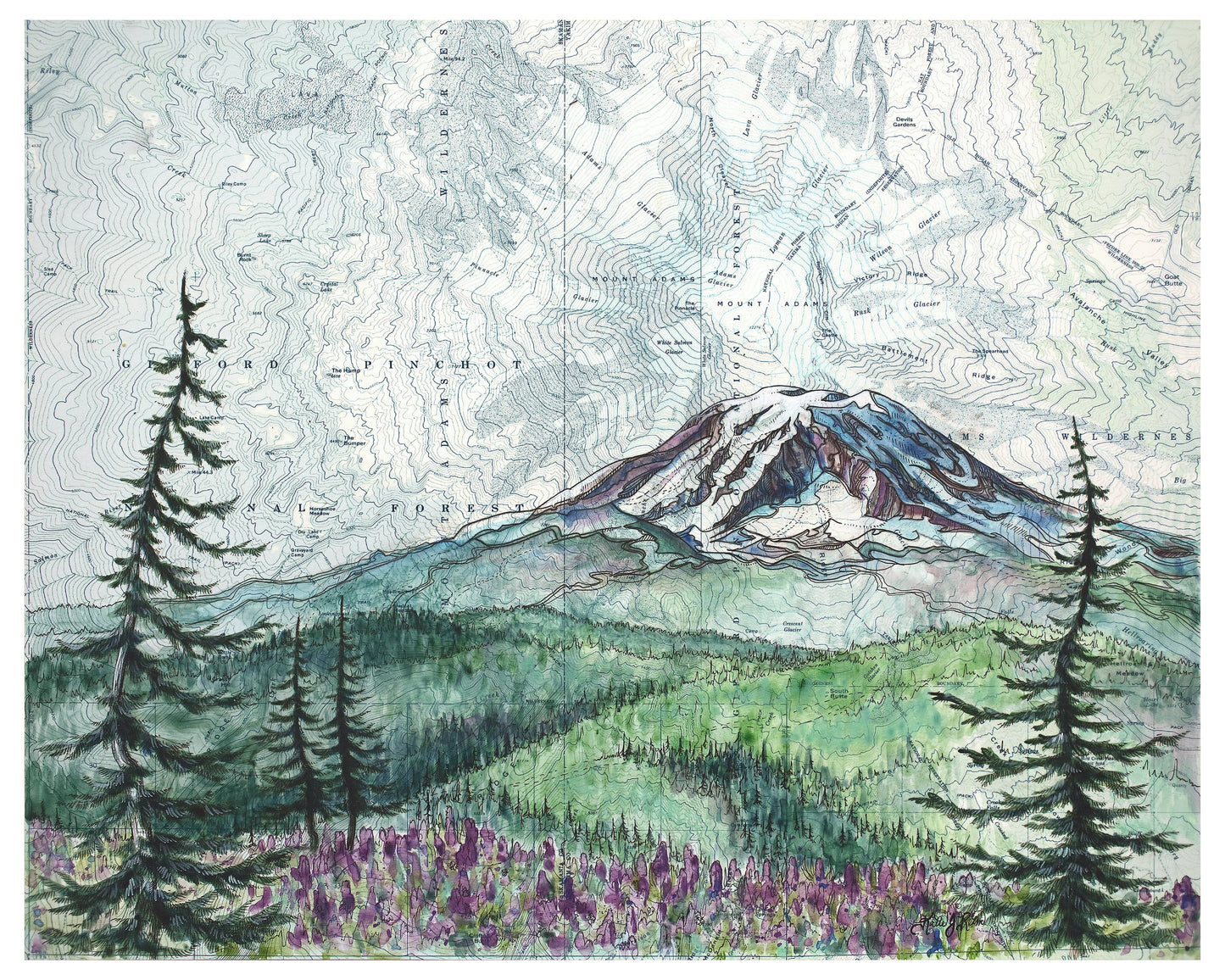 Mount Adams Summer, Washington Fine Art Matted Print