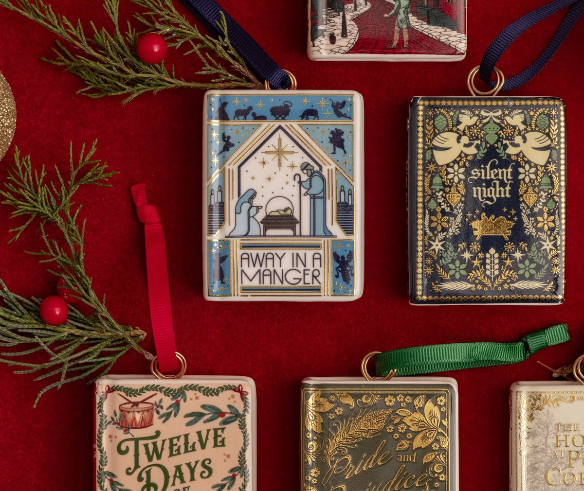 Ceramic Book Ornament, Away in a Manger