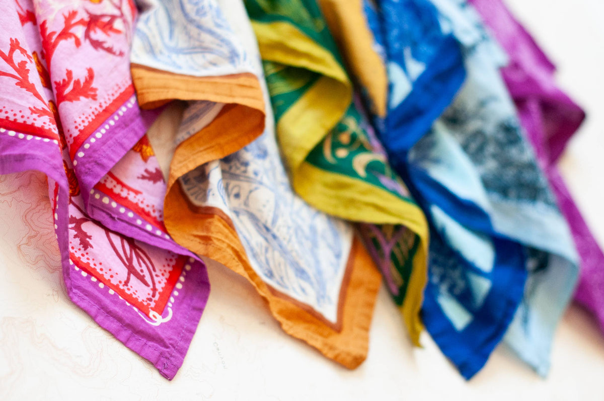 Alpine Lupine Fair Trade Cotton Bandana Blue and Yellow