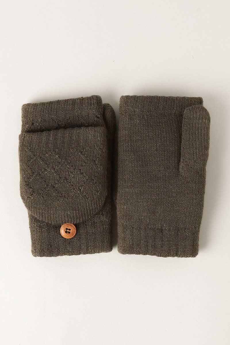 Solid Knit Convertible Fingerless Gloves