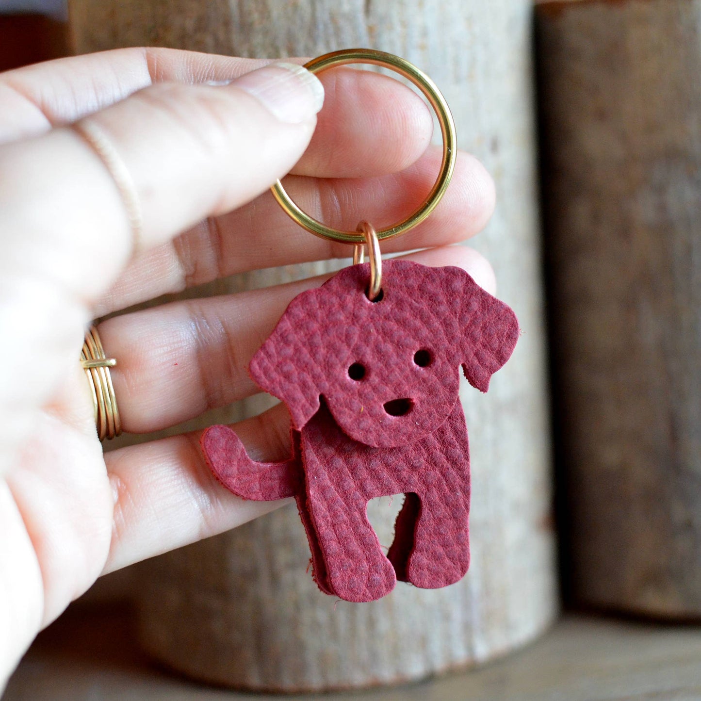Doodle Dog Leather Key Ring