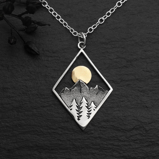 Mountain Necklace with Bronze Sun