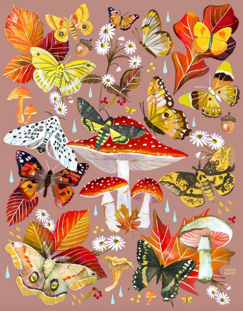 Autumn Flutter Art Print | Fall Wall art | Watercolor Art